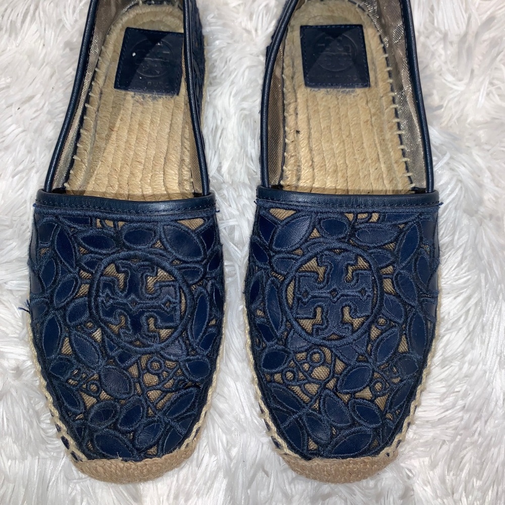 Tory Burch ‘RHEA’ Embroidered Leather Espadrille